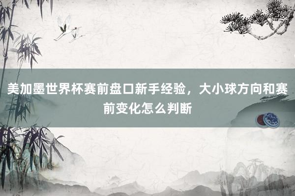 美加墨世界杯赛前盘口新手经验，大小球方向和赛前变化怎么判断